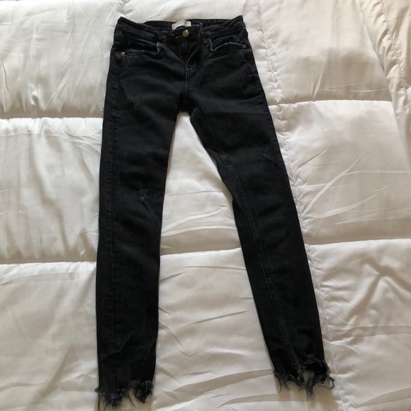 Black Semi-Ripped Jeans
